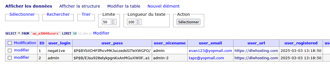 Compte parasite