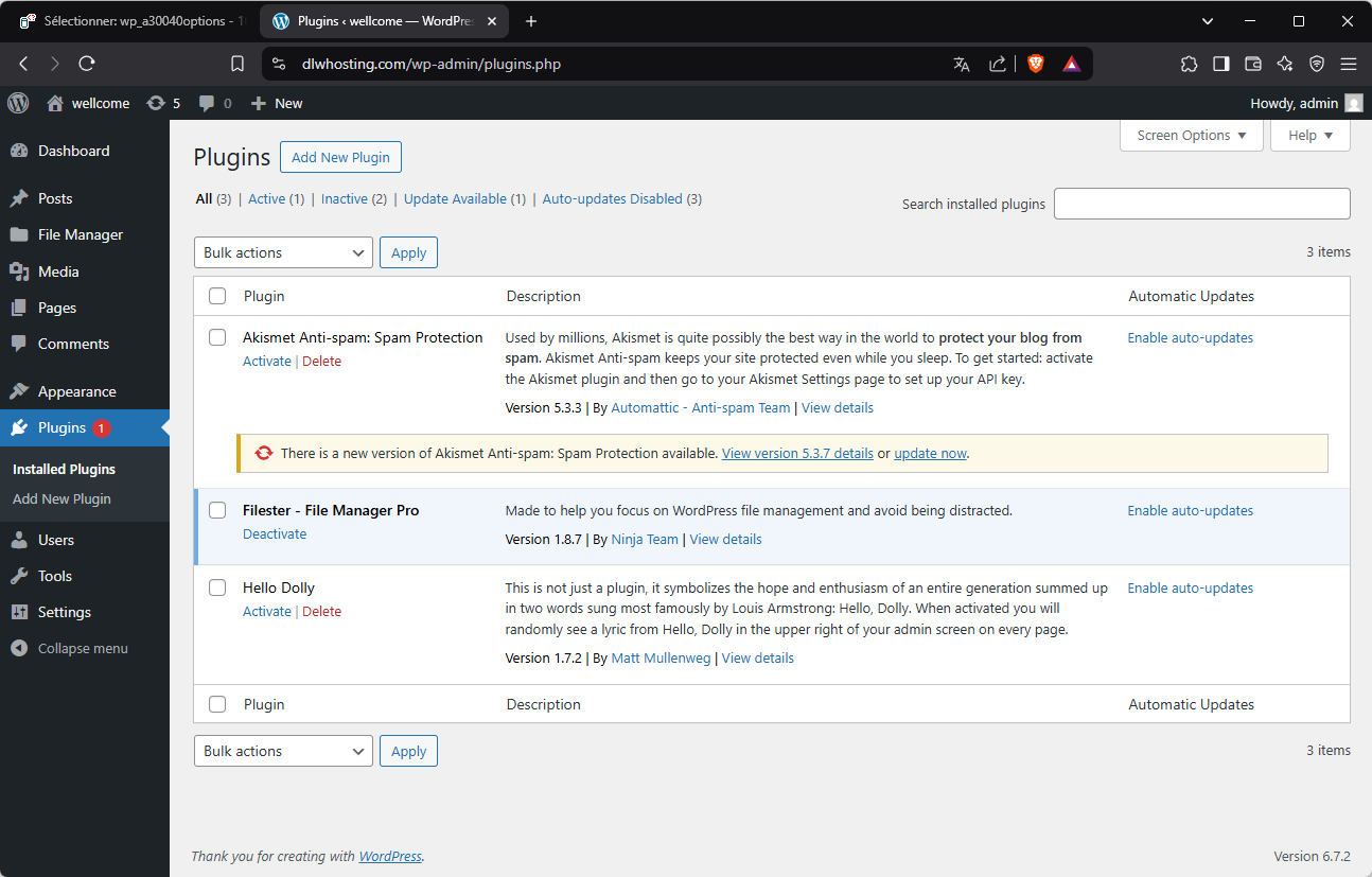 Plugin installé